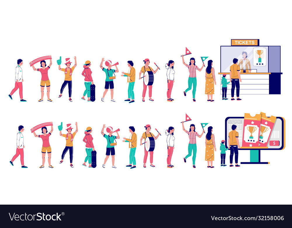 People waiting in line for sport event tickets Vector Image