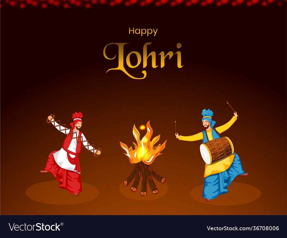 Punjabi men playing dhol sapp instruments Vector Image