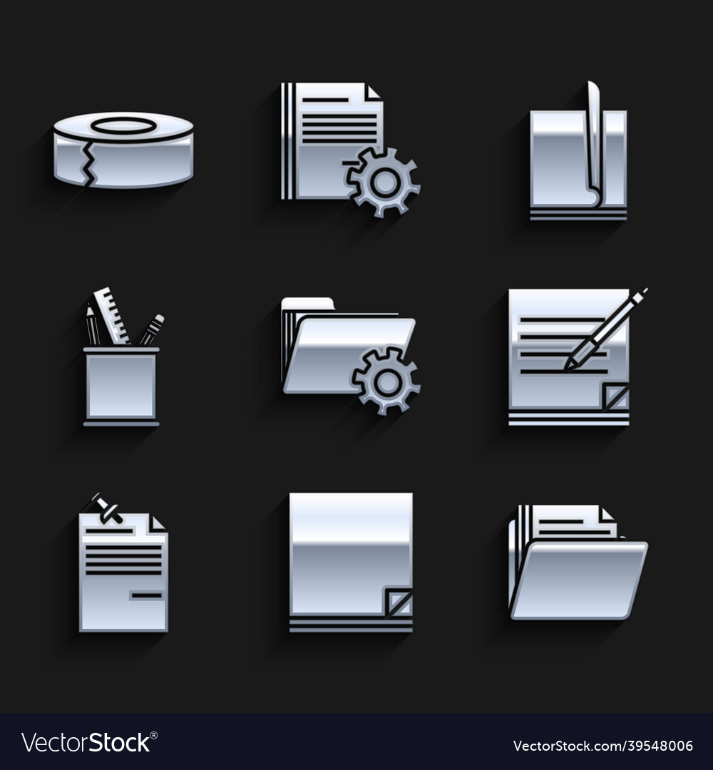 Set folder settings with gears file document Vector Image Set folder settings with gears file document