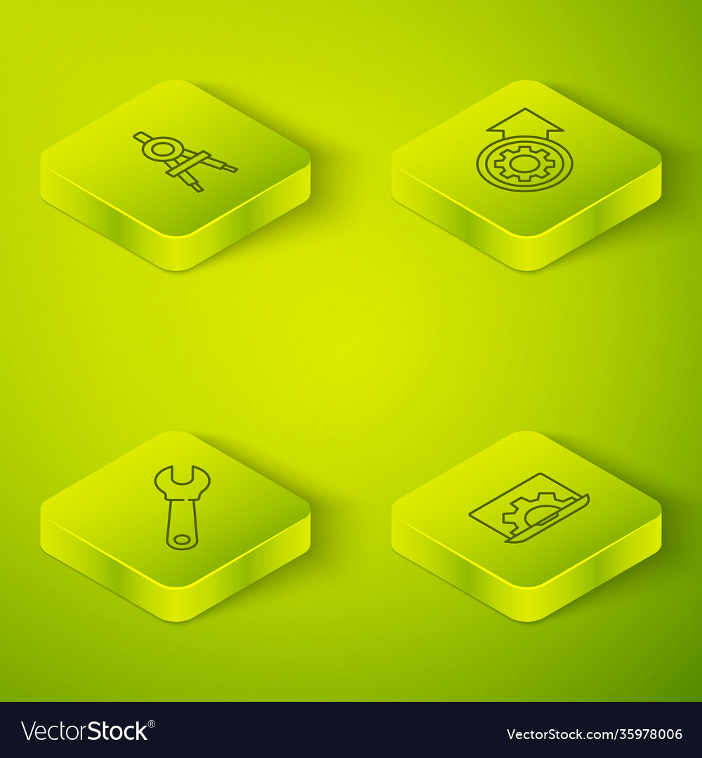 Set isometric gear and arrows as workflow process vector image Set isometric gear and arrows as workflow process