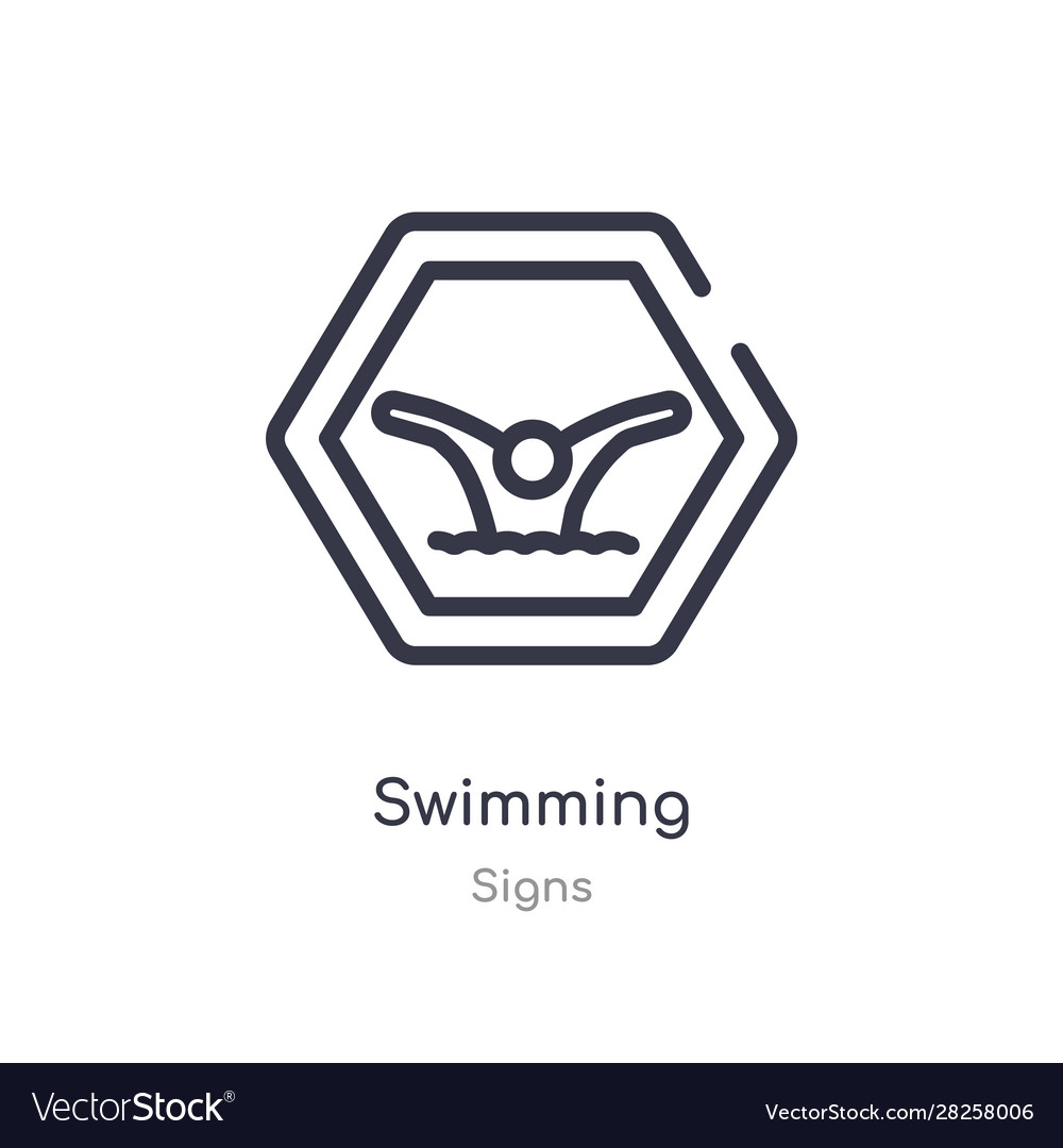 Swimming outline icon isolated line from signs