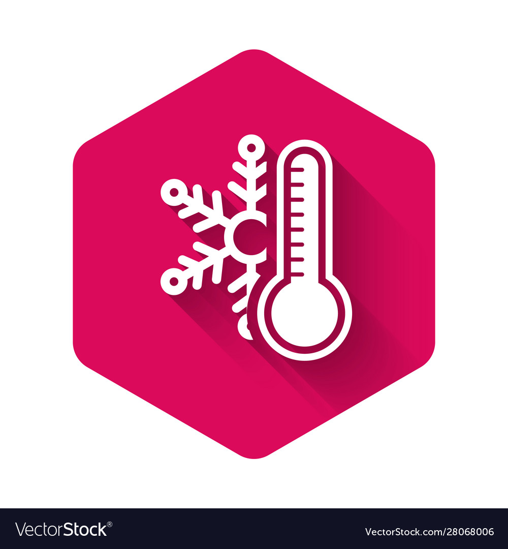 White thermometer with snowflake icon isolated