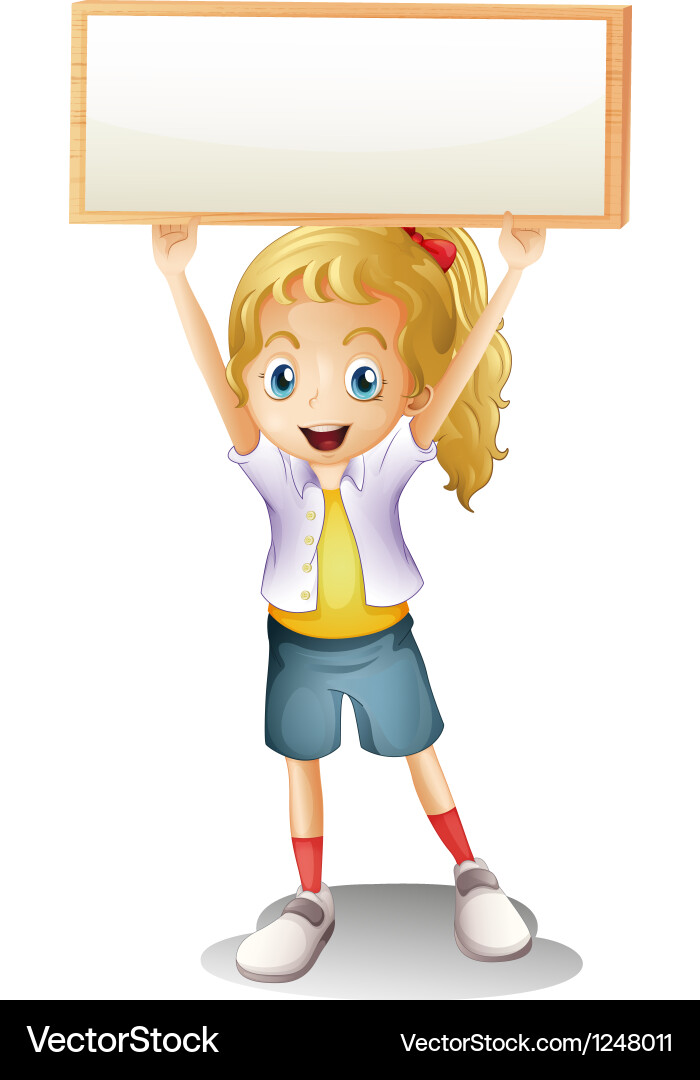 A girl carrying an empty signboard Royalty Free Vector Image