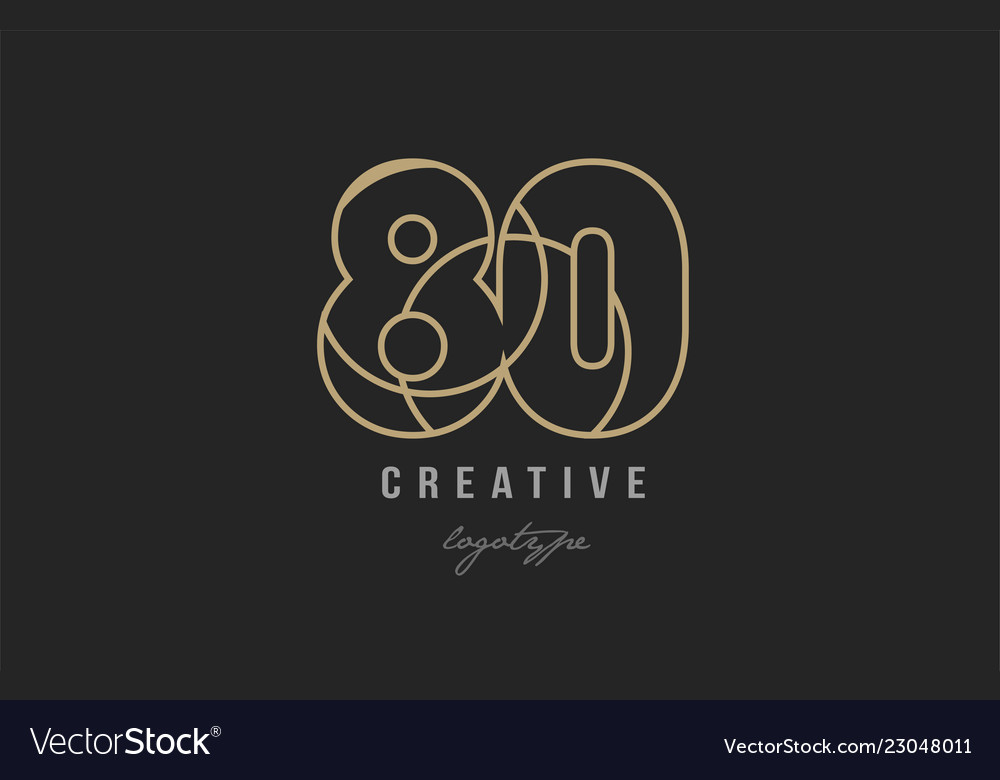 Black and yellow gold number 80 logo company icon