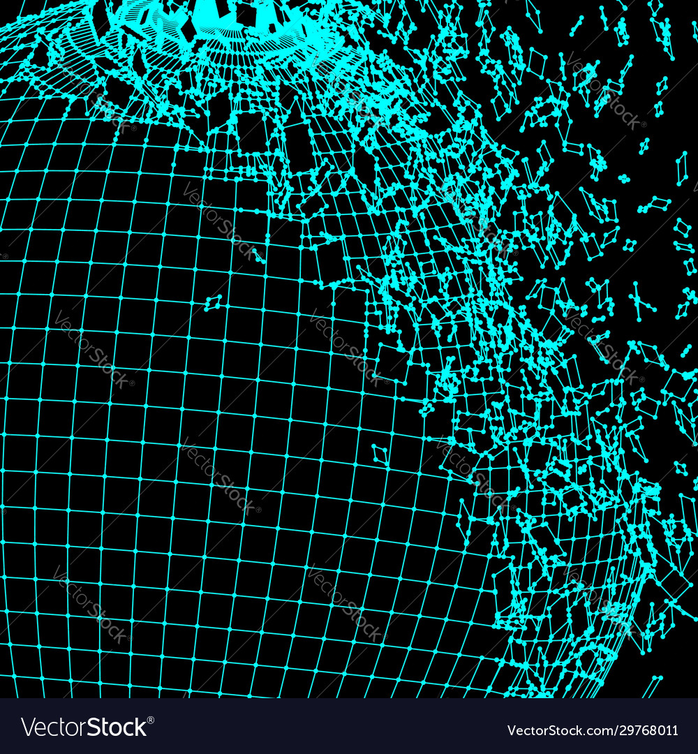 Exploded grid ball made connected dots vector image Exploded grid ball made connected dots
