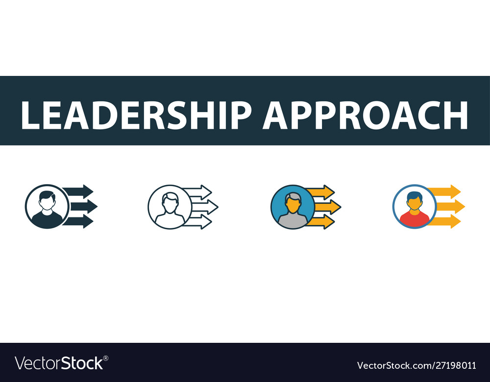 Leadership approach icon set four simple symbols Vector Image