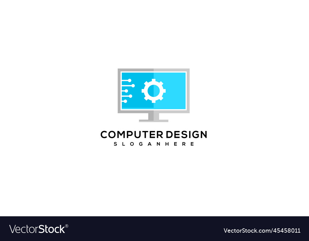 Premium tech computer gear icon logo design