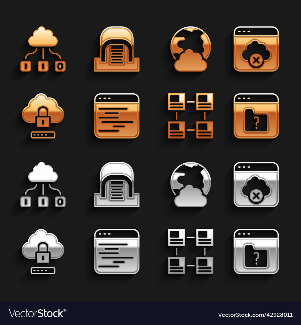 Set software failed access cloud storage file vector image Set software failed access cloud storage file