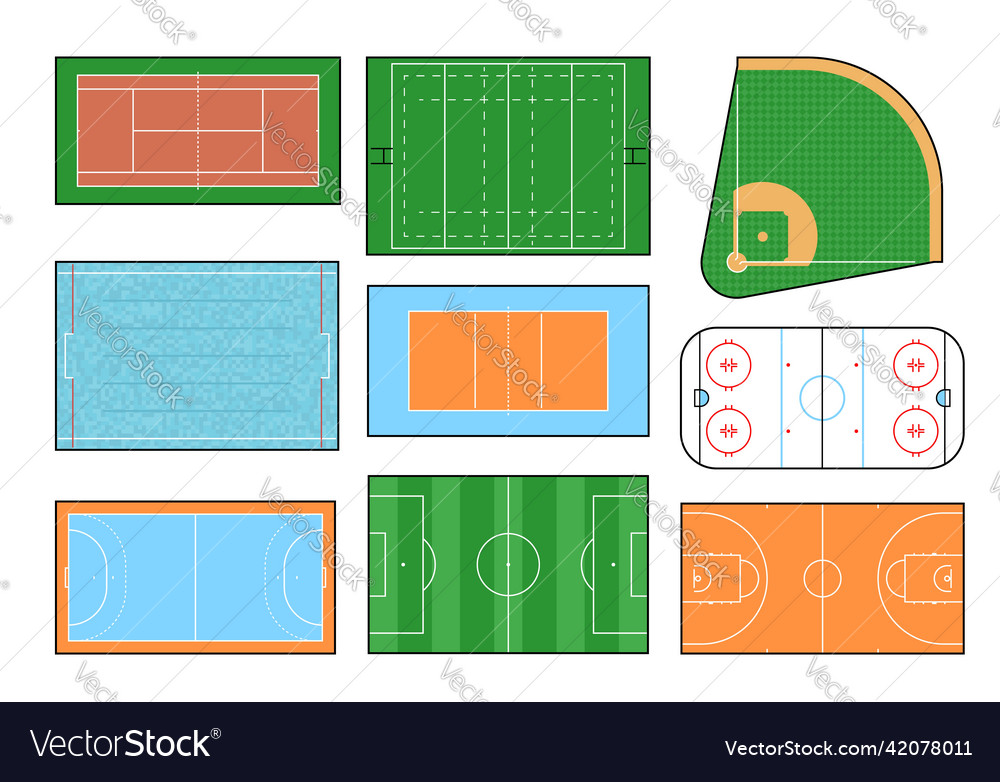 Sport ground field court rink and swimming pool Vector Image