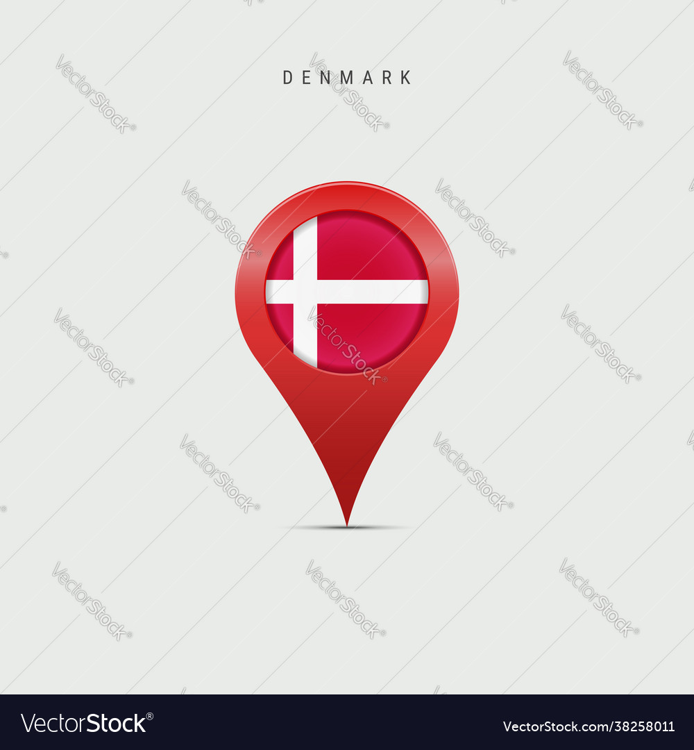 Teardrop map marker with flag denmark Vector Image Teardrop map marker with flag denmark