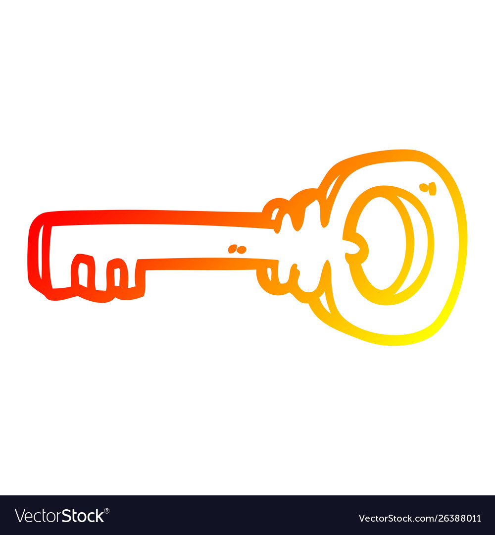 Warm gradient line drawing cartoon gold key Vector Image Warm gradient line drawing cartoon gold key Vector Image
