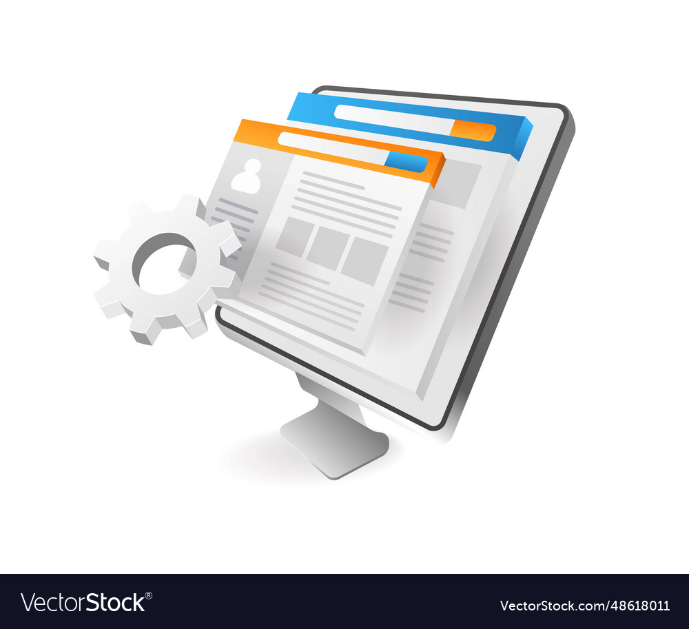 Web-Anwendung Computer Layout Design Vector Image Web-Anwendung Computer Layout Design