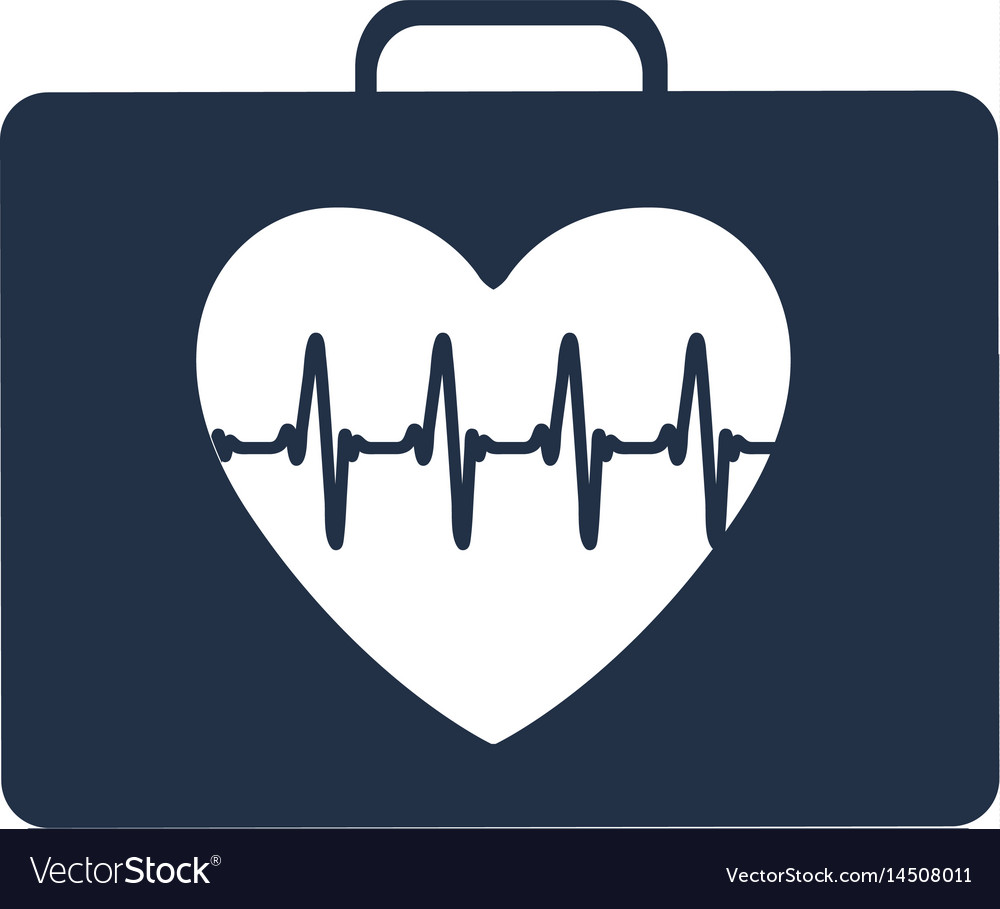 White background with dark blue first aid kit