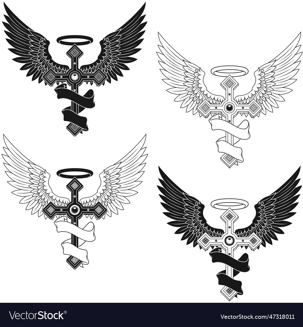 Winged christian cross design