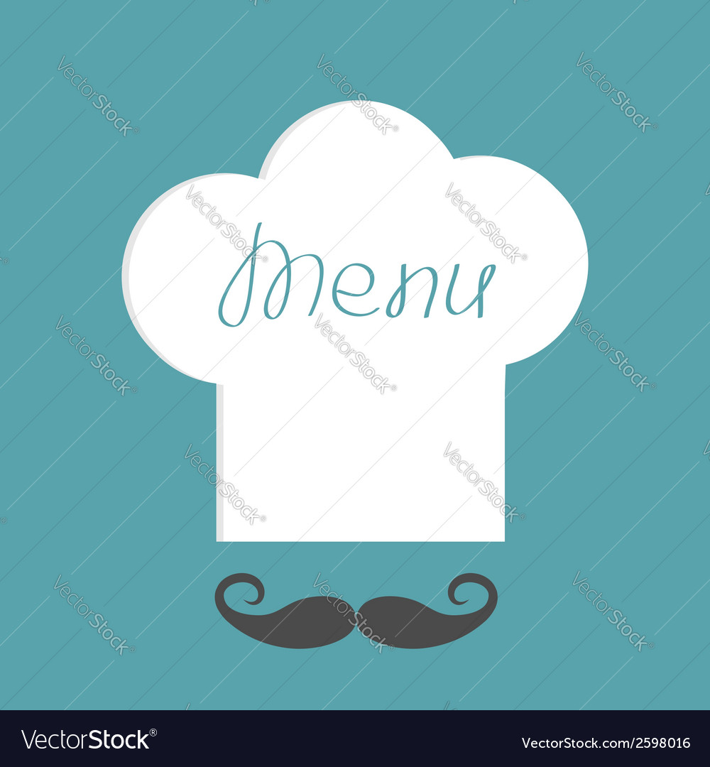 Big chef hat with word menu inside and mustache