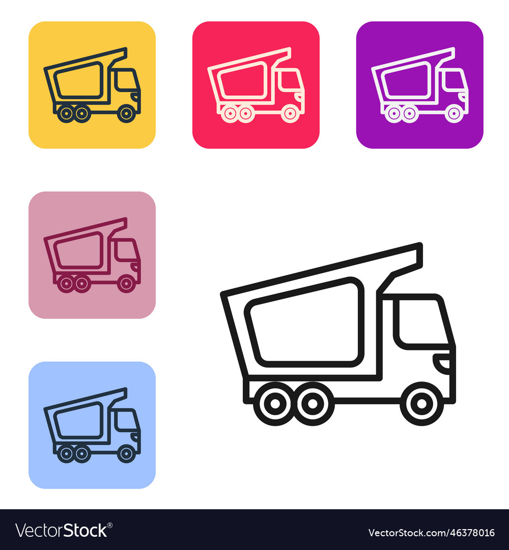 Black line delivery cargo truck vehicle icon