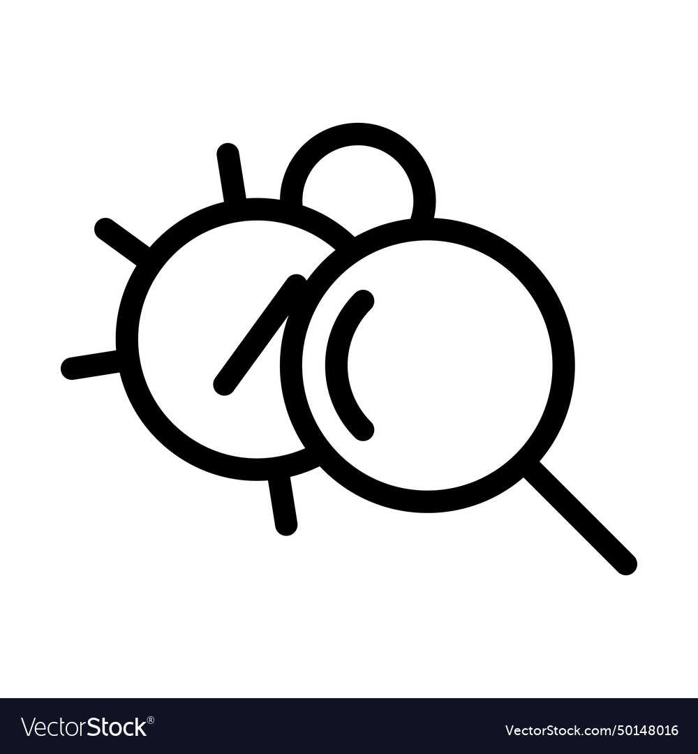 Black line icon find a bug in the code isolated vector image Black line icon find a bug in the code isolated