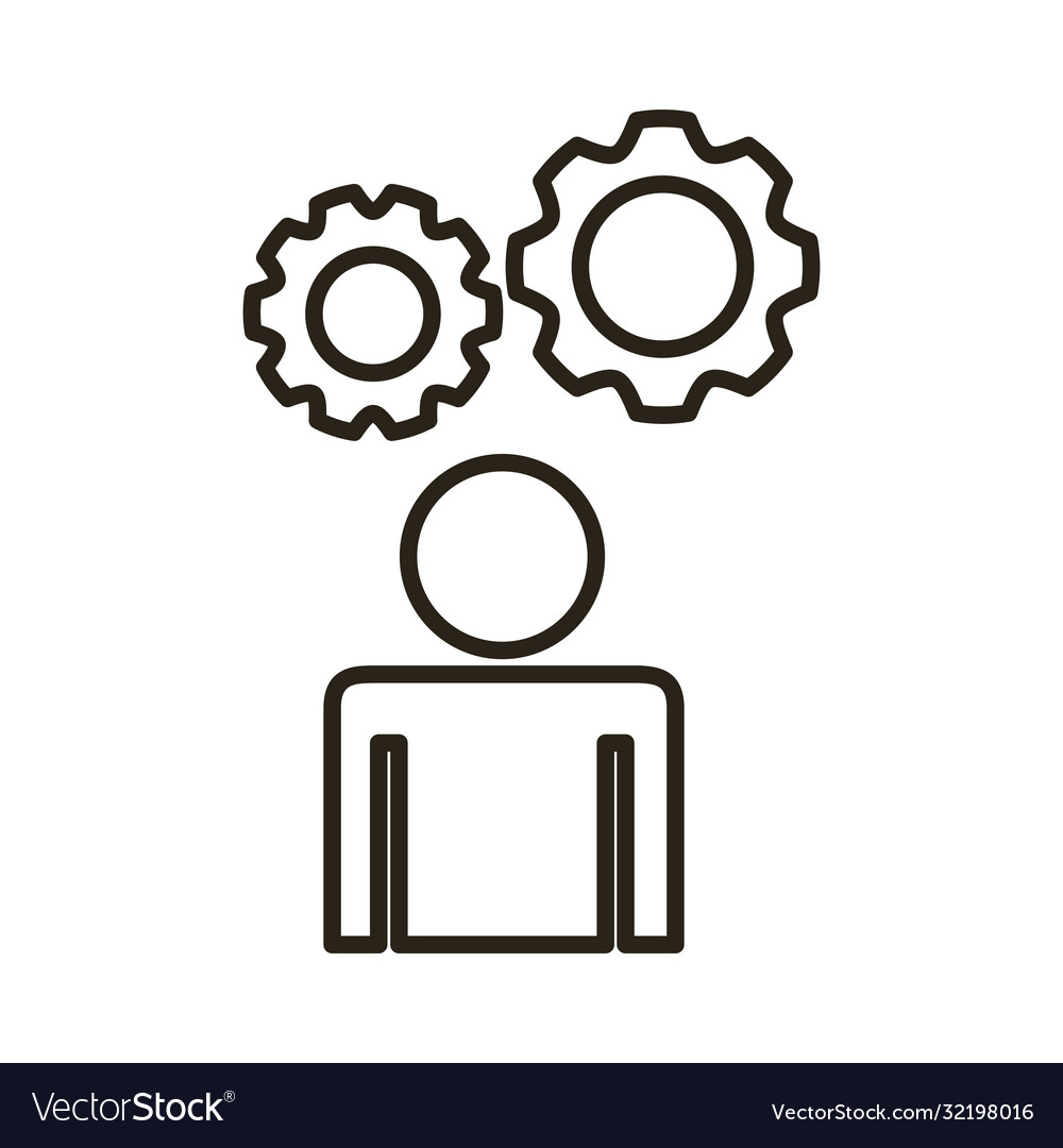 Businessman figure with gear line style icon