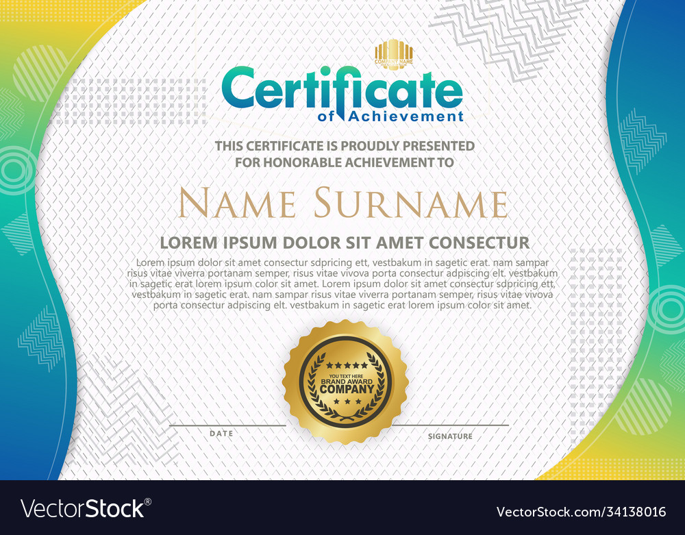Certificate template with texture modern pattern vector image Certificate template with texture modern pattern