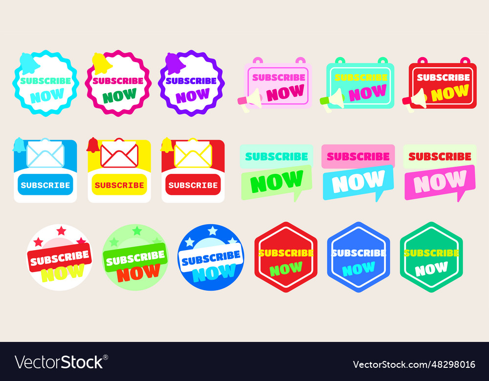 Collection icon subscribe button set vector image Collection icon subscribe button set