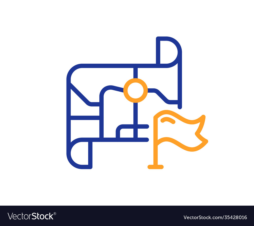 Flag on map line icon goal destination sign Vector Image