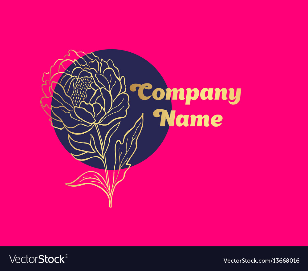 Hand drawn peony flower logo vector image Hand drawn peony flower logo