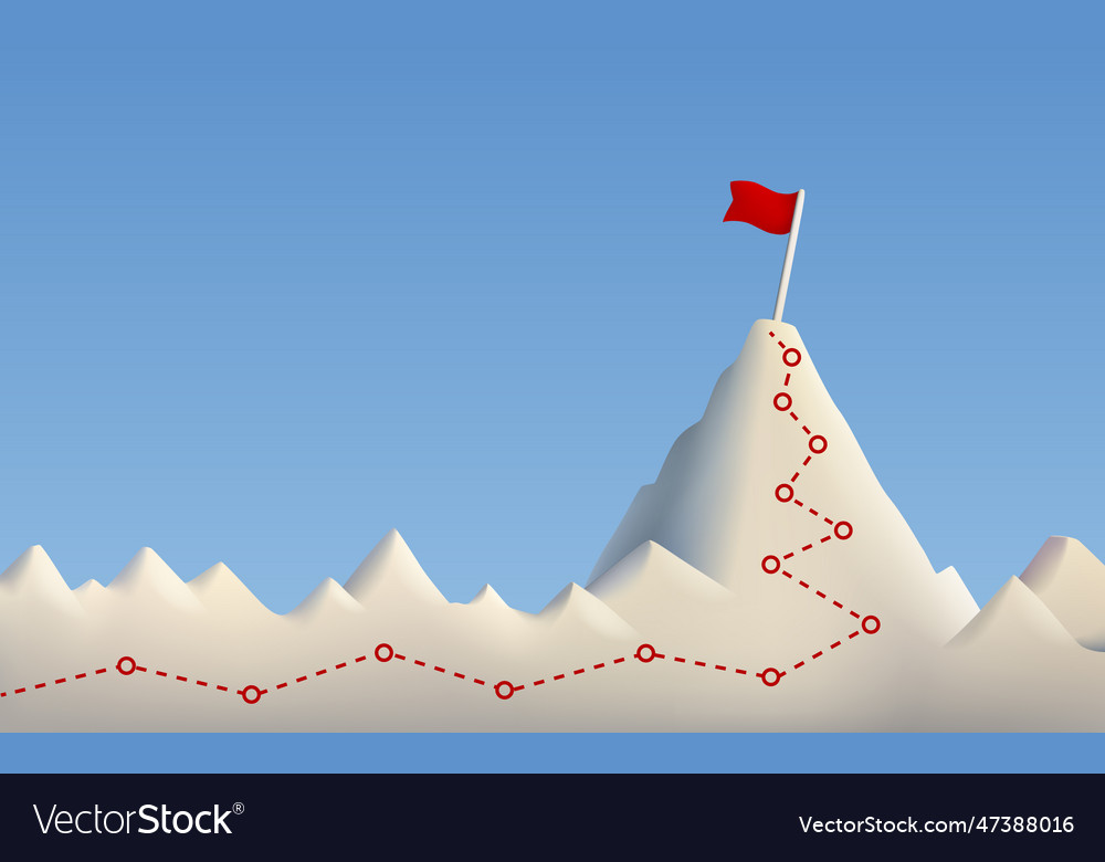 Hiking trip to the top of the mountain Royalty Free Vector