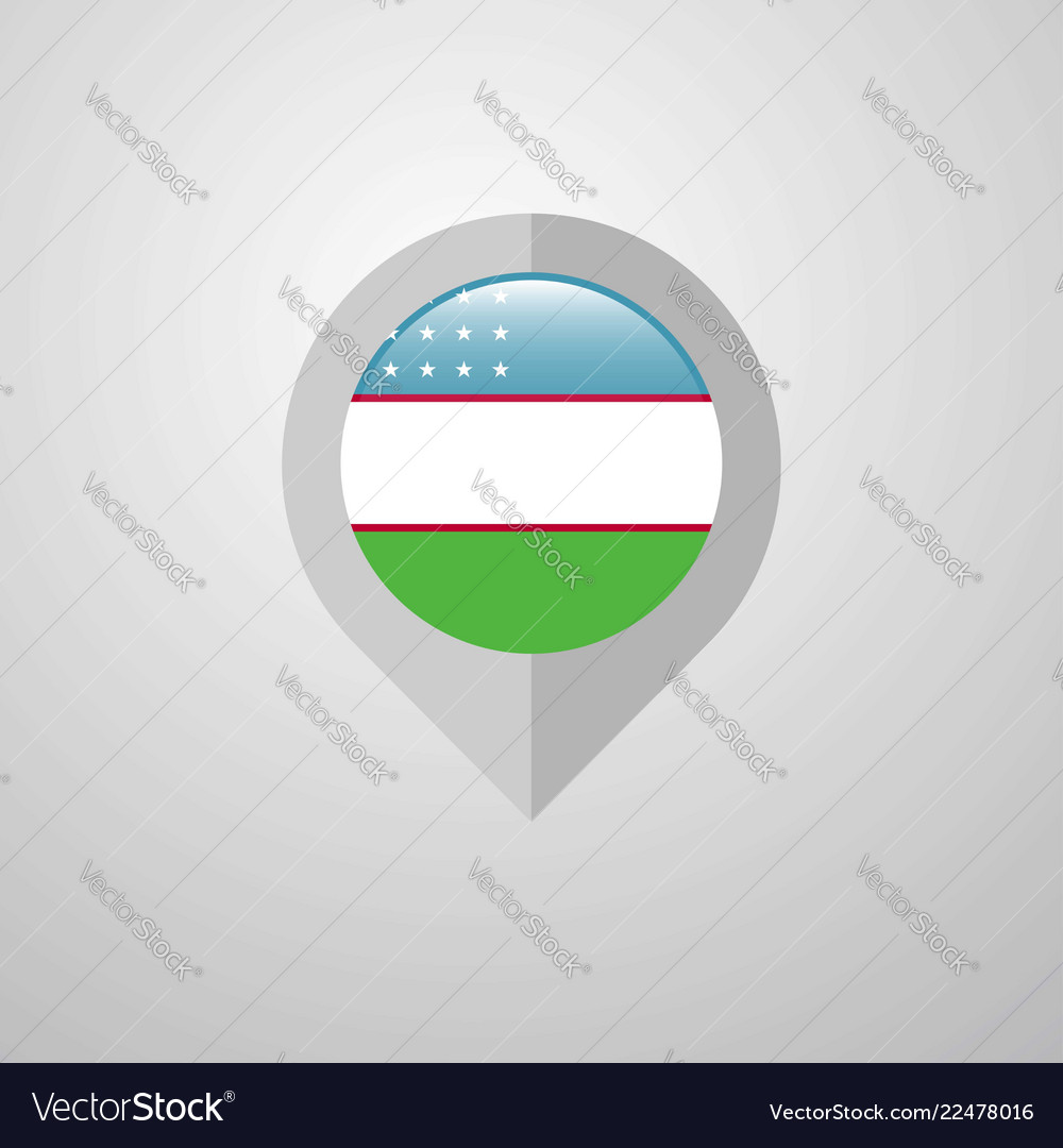 Map navigation pointer with uzbekistan flag design