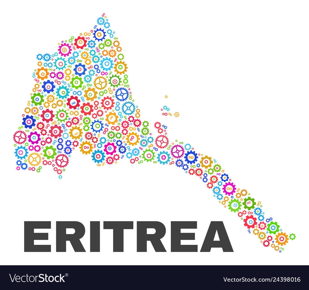 Mosaic eritrea map of gearwheel items vector image Mosaic eritrea map of gearwheel items