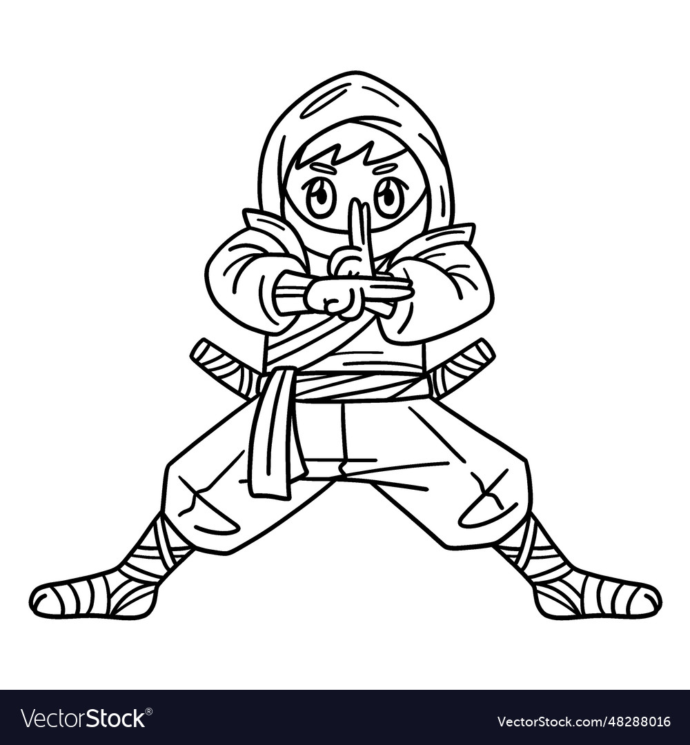 Ninja isolated coloring page for kids