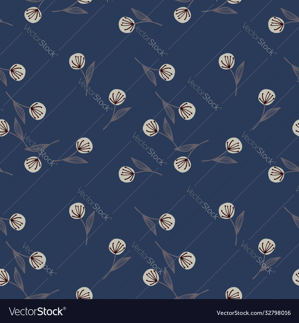 Random seamless pattern with dandelion on navy vector image Random seamless pattern with dandelion on navy