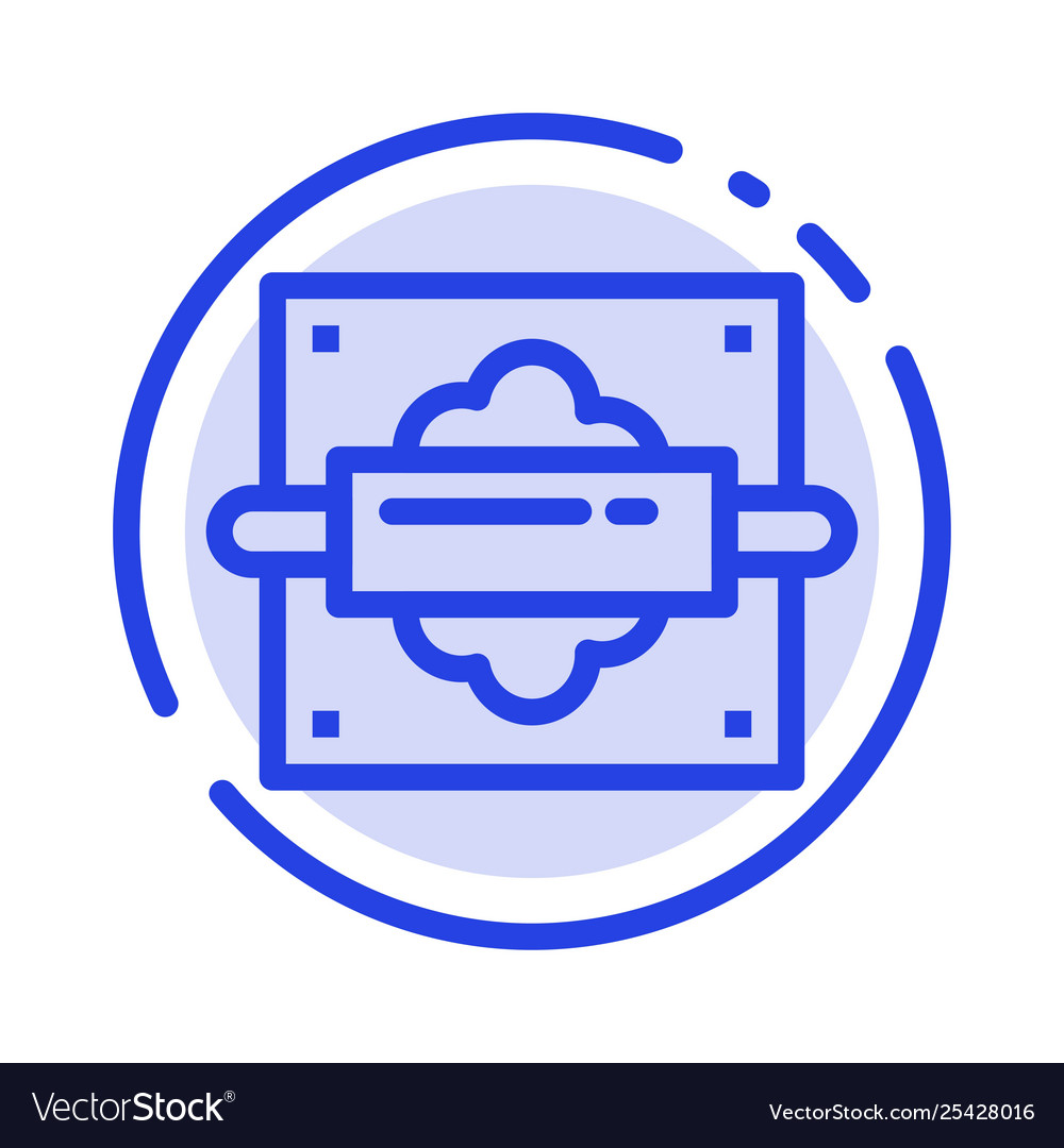 Rolling pin bread kitchen blue dotted line