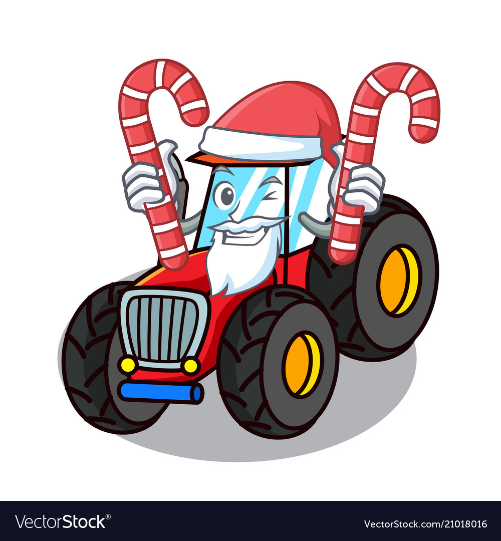 Weihnachtsmann mit Süßigkeiten Traktor Maskottchen Stil