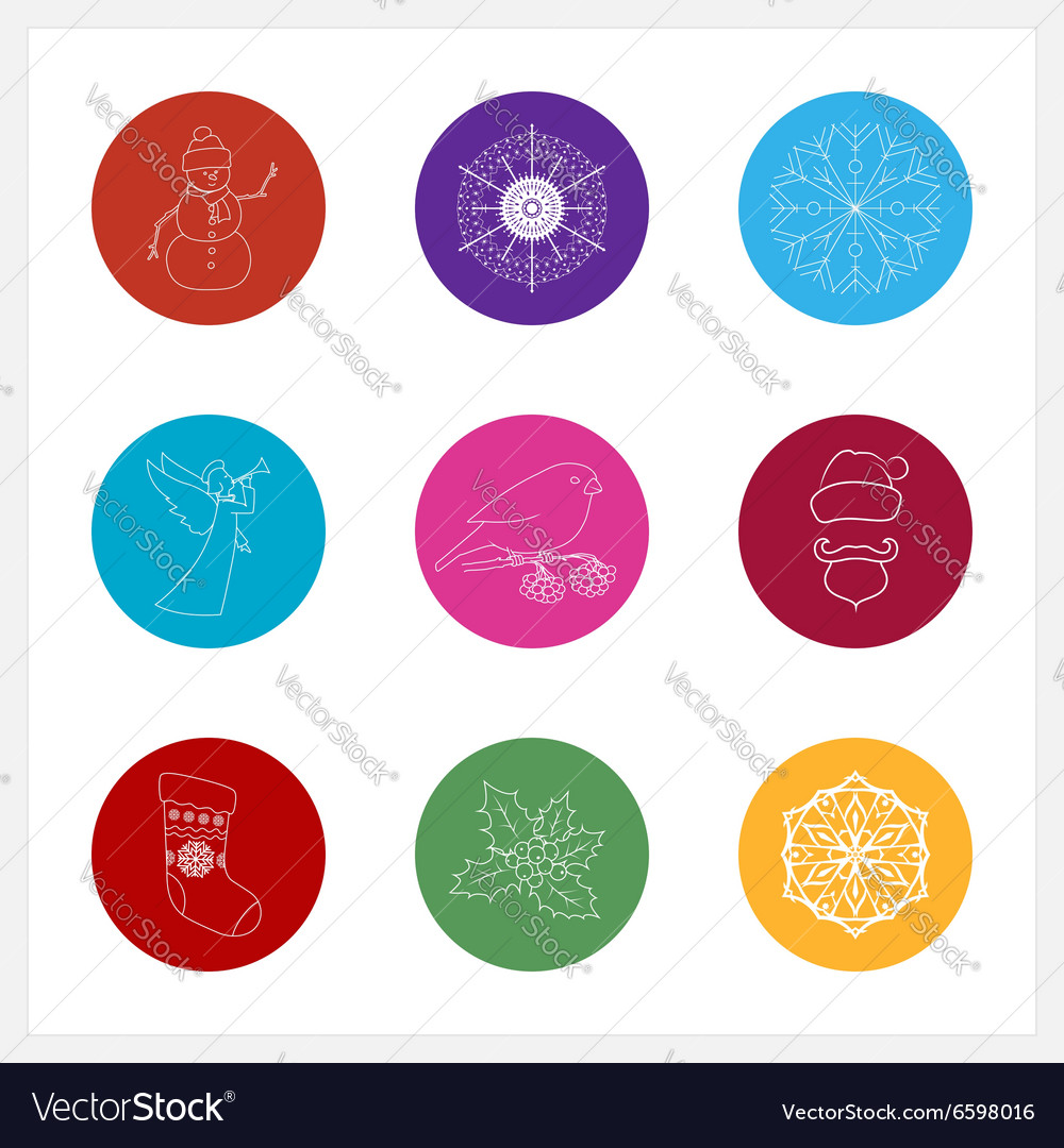 Set of colorful round linear style icons