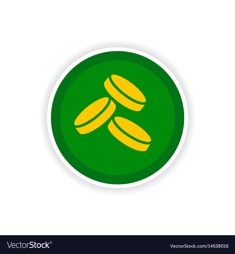 Stylish paper sticker on white background coins