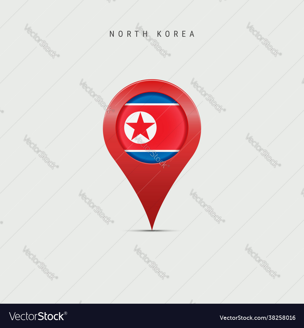 Teardrop Kartenmarker mit Flagge Nordkorea