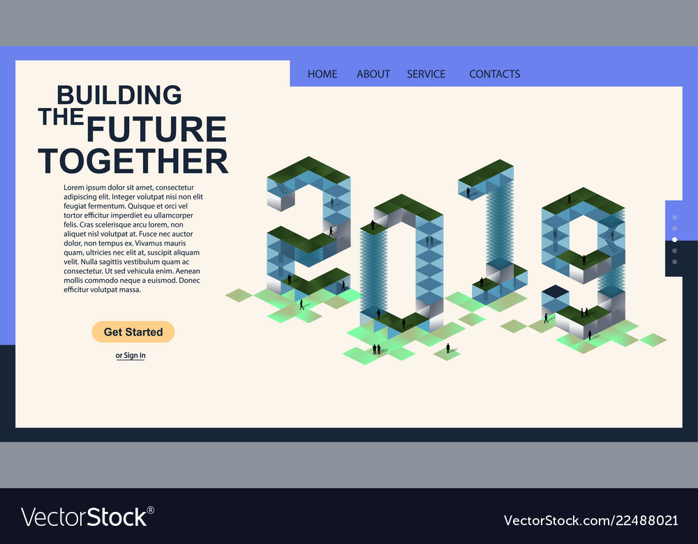 2019 Modern Isometric Banner For The Web Page Vector Image