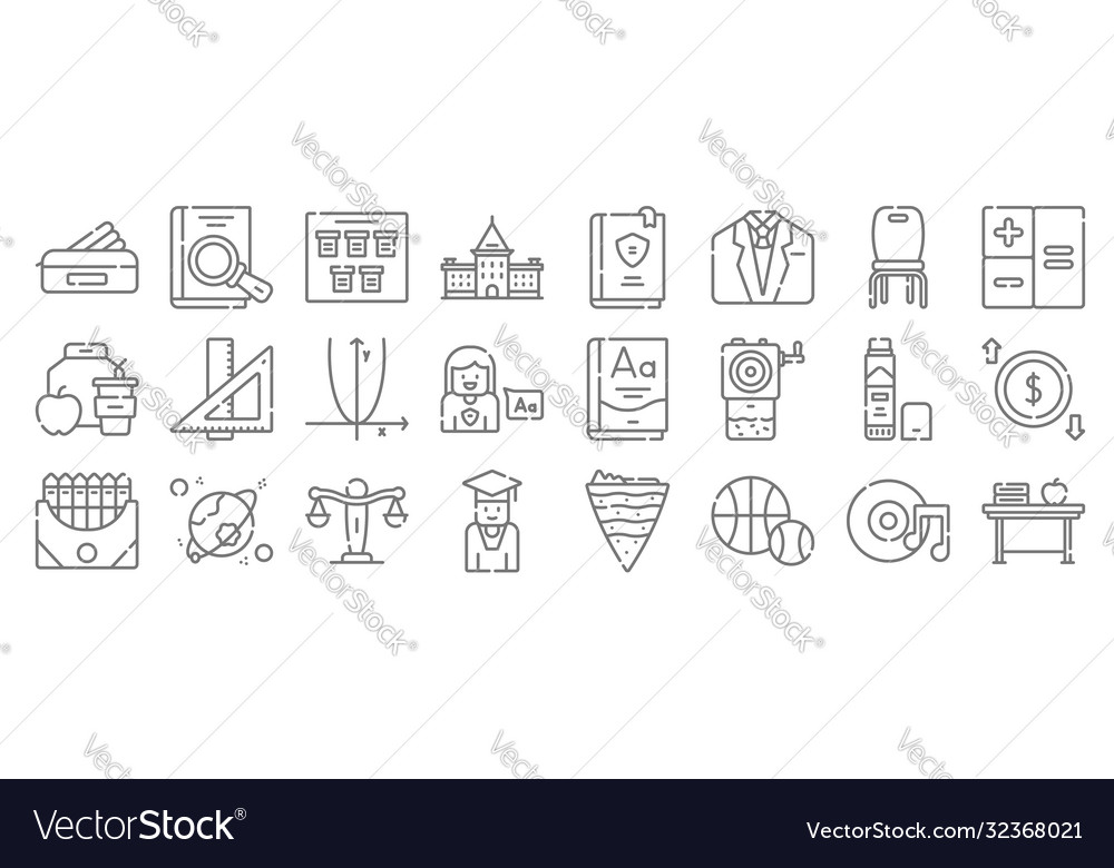 Academy line icons linear set quality vector image Academy line icons linear set quality