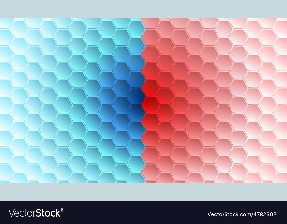 Blue and red hexagons abstract geometric pattern