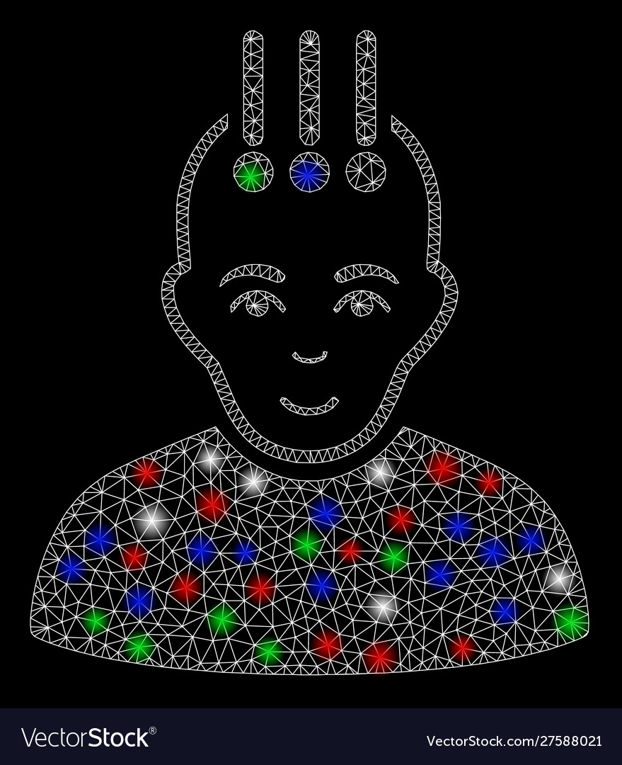 Bright mesh 2d neural interface with light spots vector image Bright mesh 2d neural interface with light spots