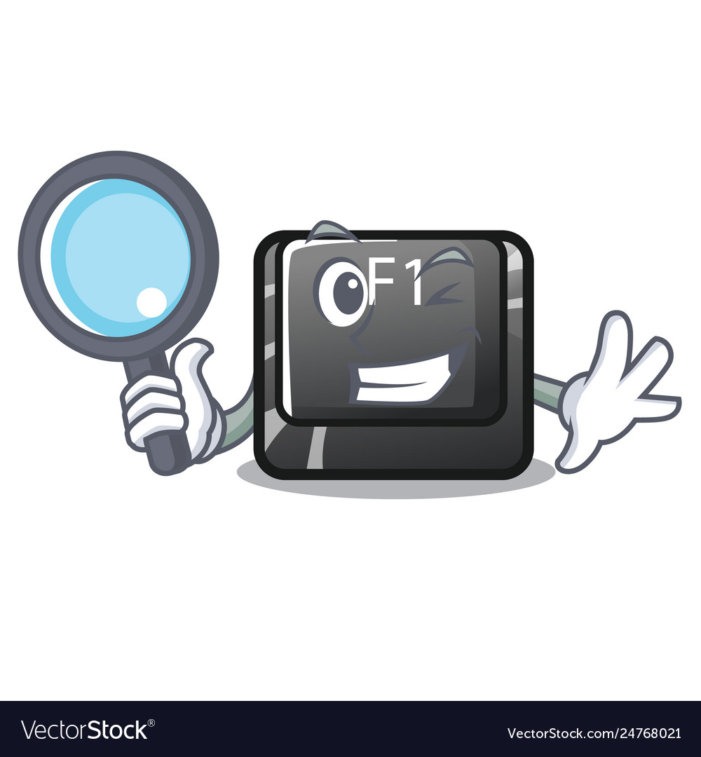 Detective button f1 in shape character vector image Detective button f1 in shape character