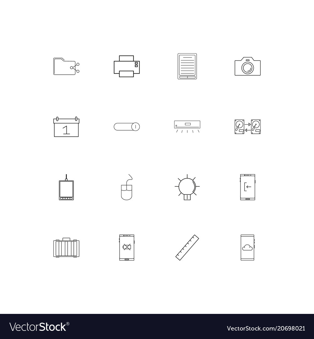 Devices simple linear icons set outlined