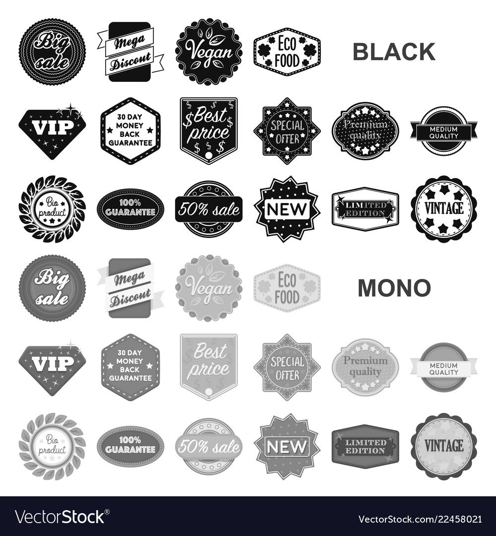 Different label black icons in set collection Vector Image