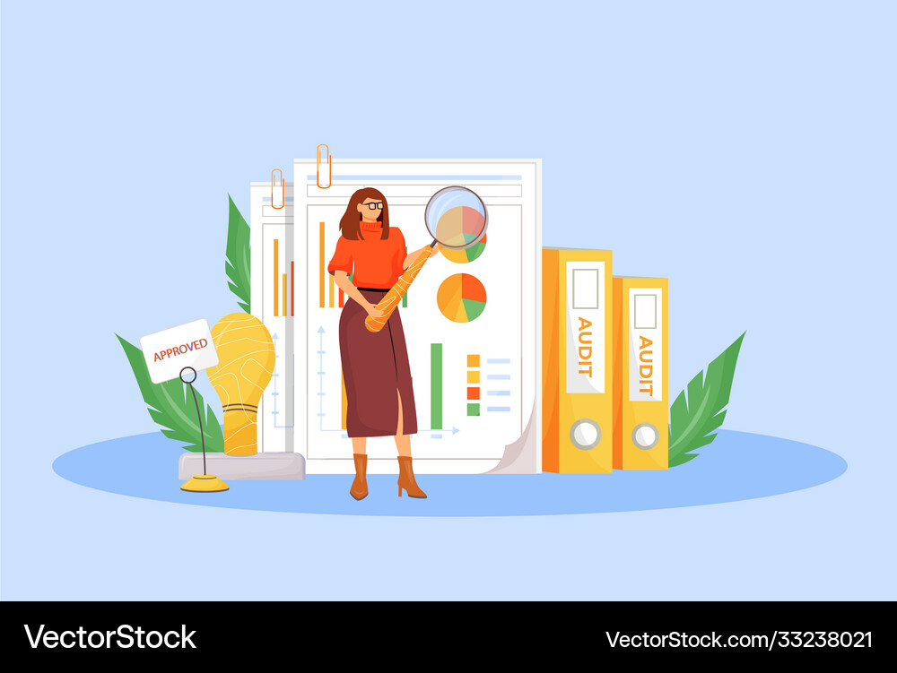 Financial Audit Flat Concept Professional Vector Image