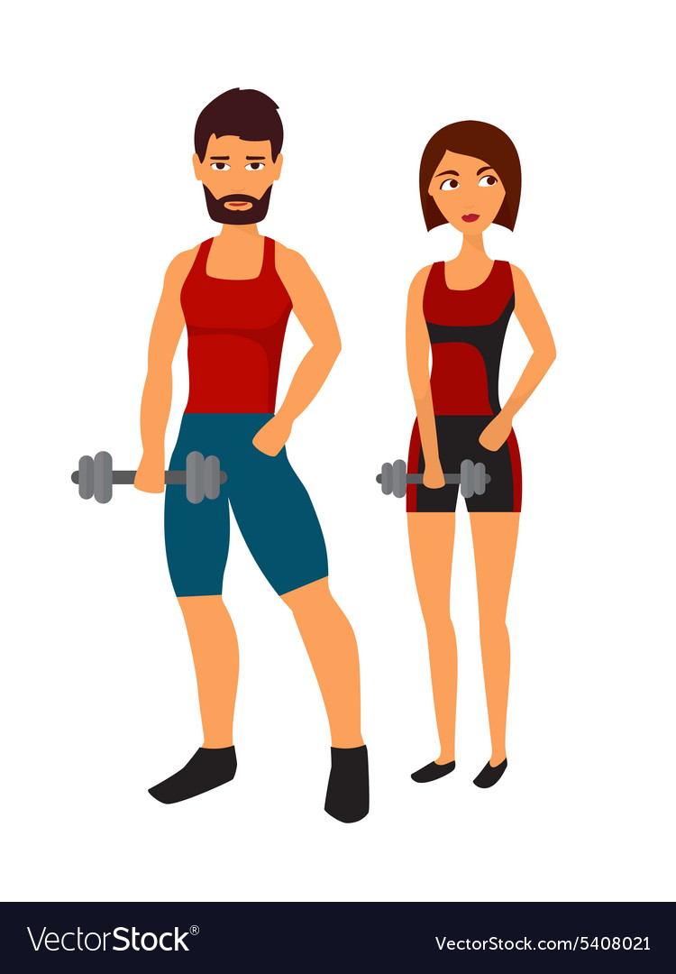 Fitness woman with personal trainer Royalty Free Vector