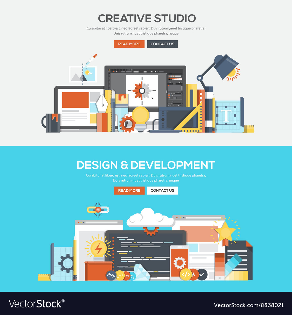 Flat Design Concept Banner Creative Studio And Vector Image