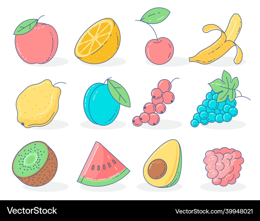 Fruits icon set Royalty Free Vector Image - VectorStock