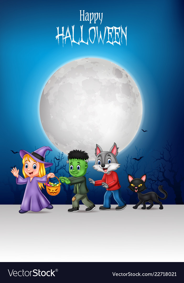 Happy Kids mit Halloween Dekorationen