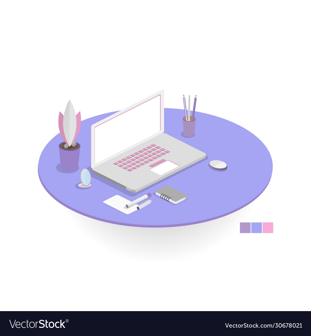 Isometric workplace with computer work