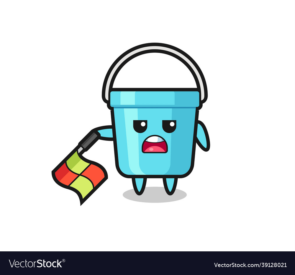 Plastic bucket character as line judge hold